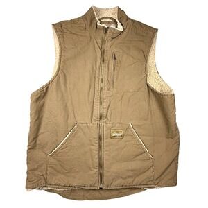 Brooklyn Cloth‎ Canvas Vest Men XL Brown Sherpa Utility Workwear Trucker Western